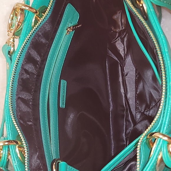 St. John Kelly quilted  Green Leather Sachel's handbag Preppy - Picture 10 of 16